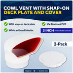 2X 3-Inch Cowl Vent with Snap-On Deck Plate for Low Profile Vehicles