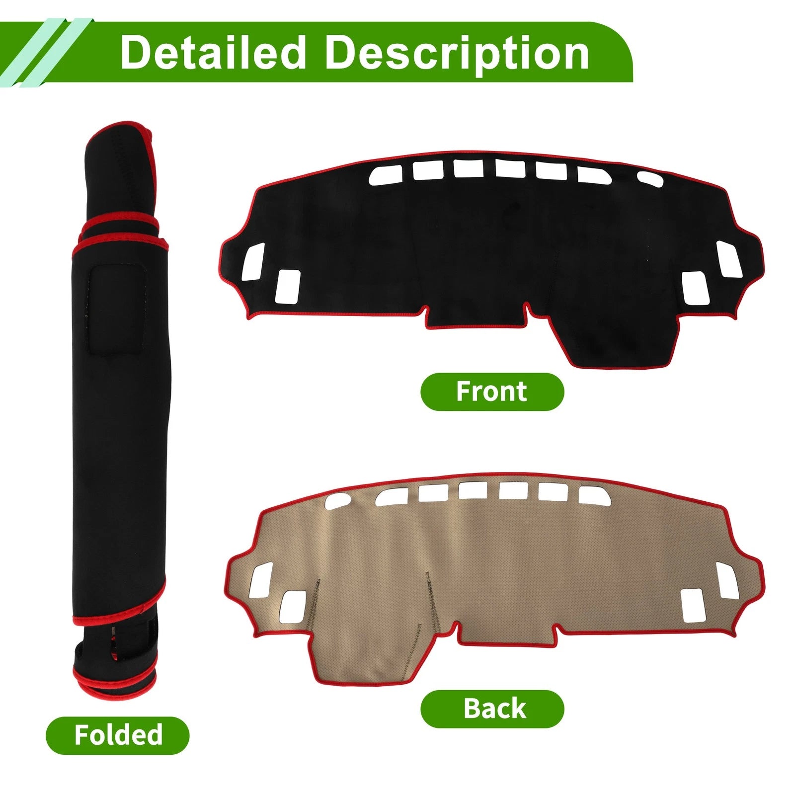 Dashboard Cover for Mitsubishi Delica Mini B34A B35A B37A B38A (Black Red Flannel)