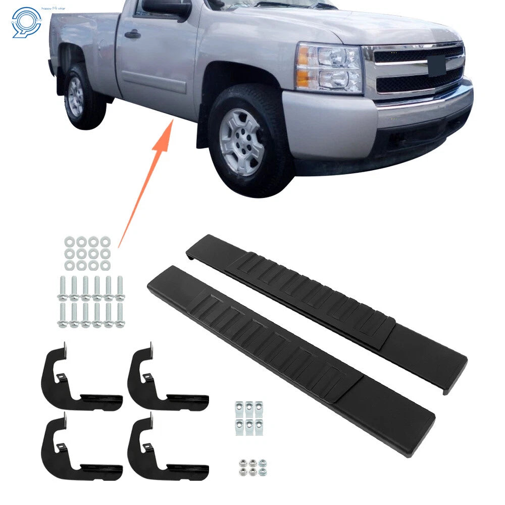 Set of 2 Running Boards for Silverado Regular Cab (2007–2018) Black