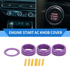 Set of 4 AC Engine Start Switch Knob Cover Ring for Honda Civic (2022–2024) Purple