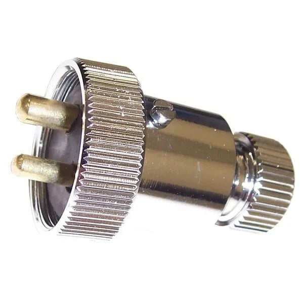 Set of 3 Chrome 2 Pin 3 Amp Electrical Plugs for 12/24 Volt Systems