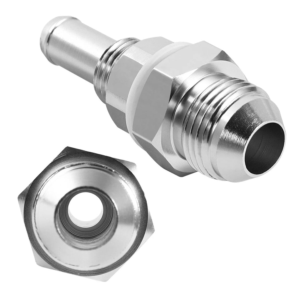 2Pcs -8AN Male Flare Bulkhead to 3/8 Hose Barb Fuel Tank Fitting Adaptor