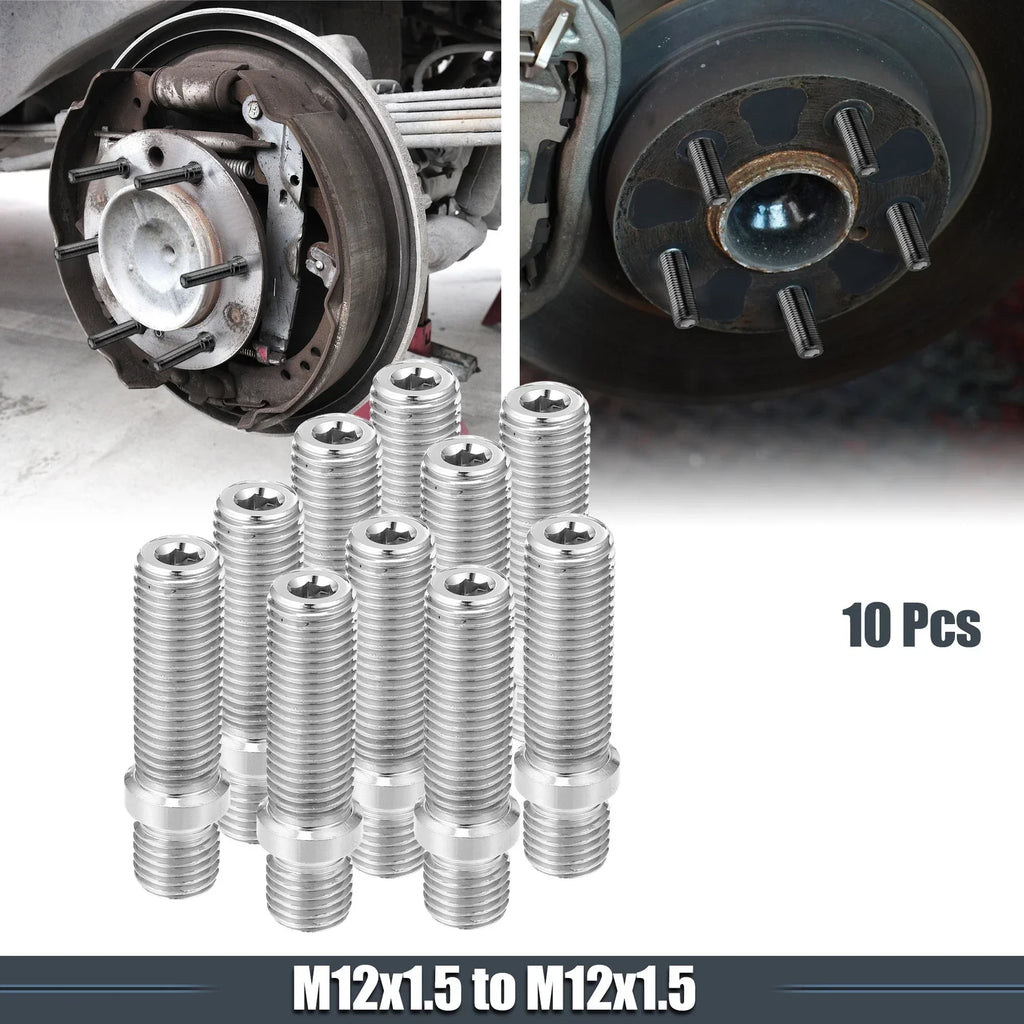 10 Pcs M12x1.5 50mm Wheel Studs for BMW Silver Tone