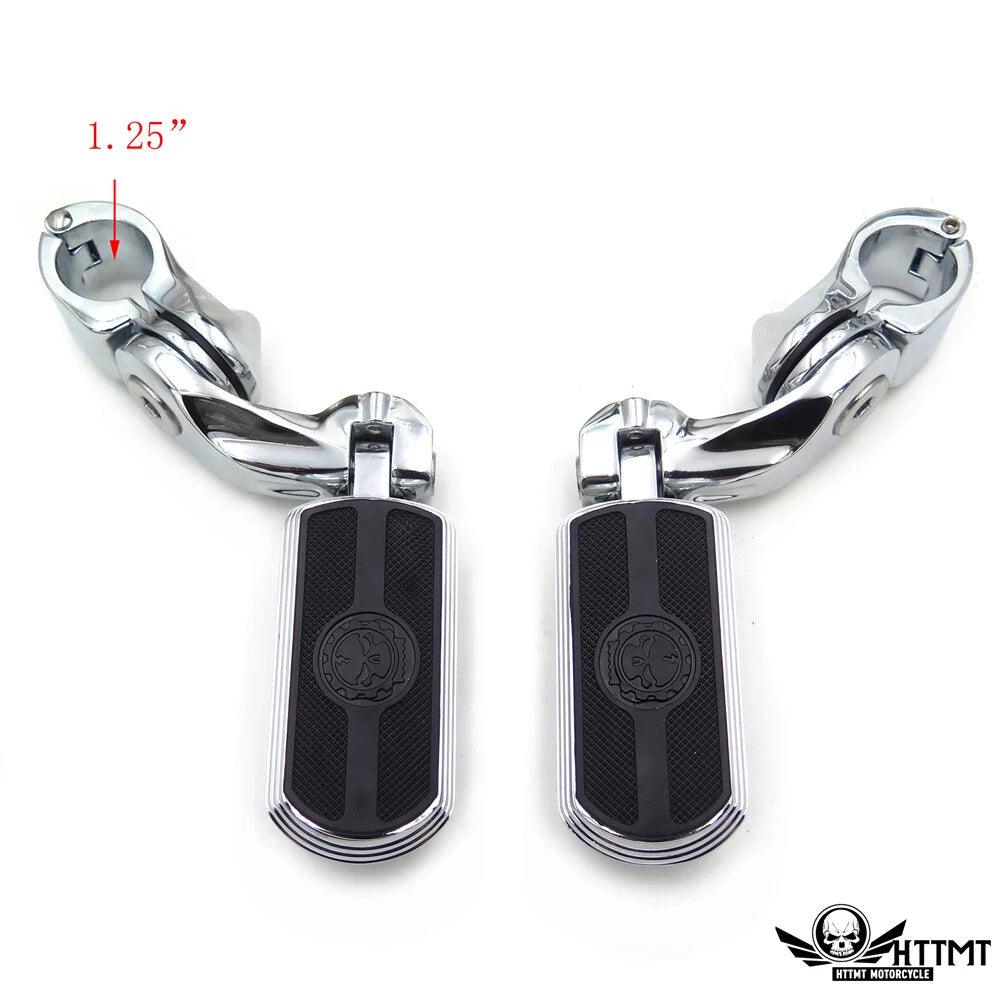 2.5" Short Angled Gear Skull Foot Peg Clamp for Harley Sportster Touring