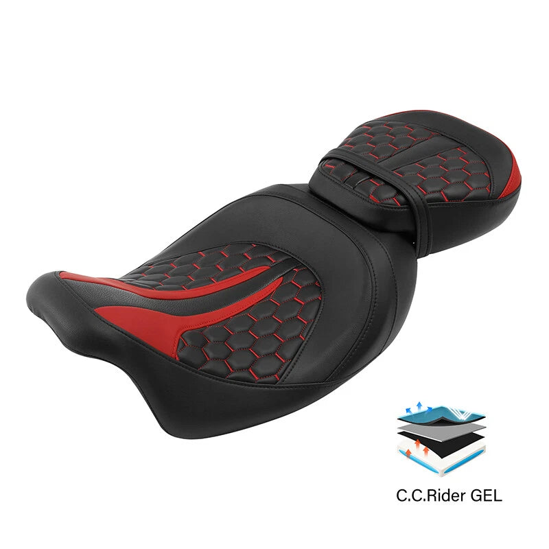 Gel Seat for Harley Road Glide (2009–2023) Black Red