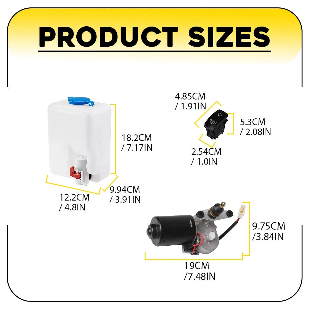 12V Electric Windshield Wiper Motor Kit for Polaris RZR (2010–2023)