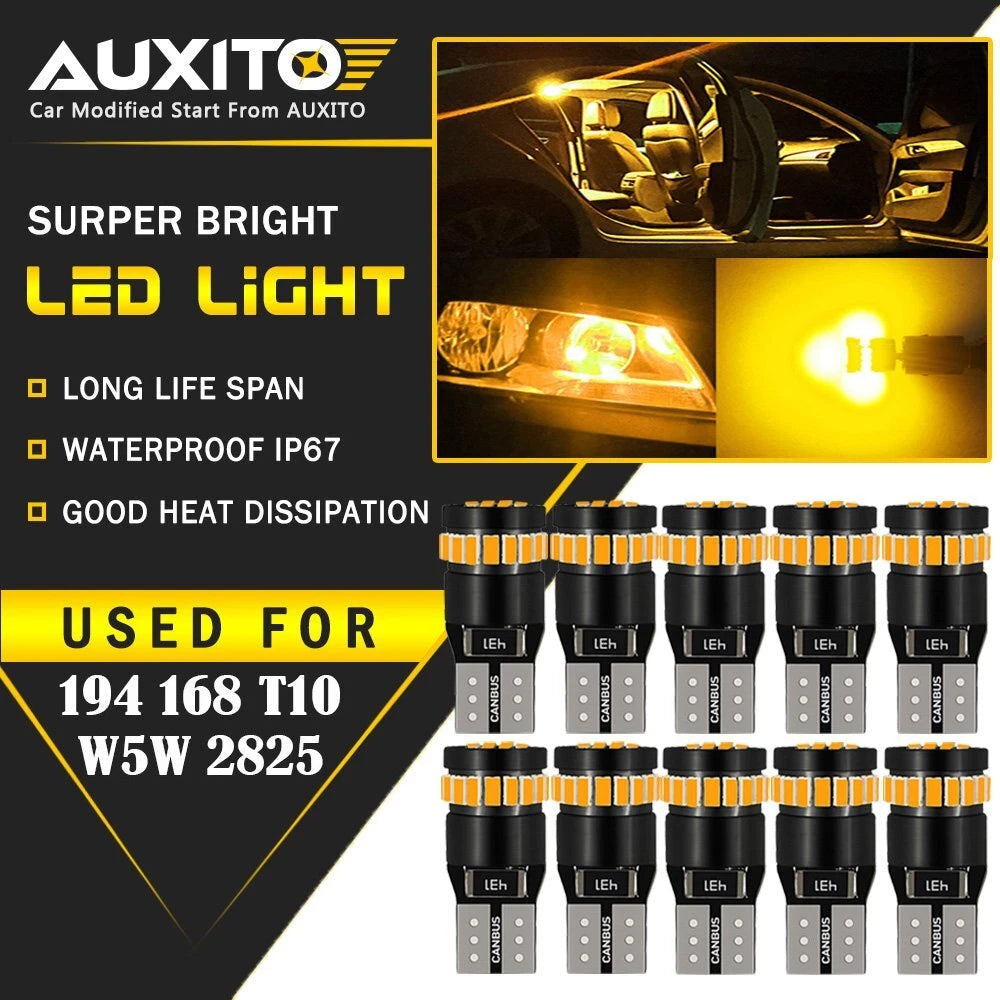 2X Amber LED Side Marker Light Bulb for AUXITO T10 168 194