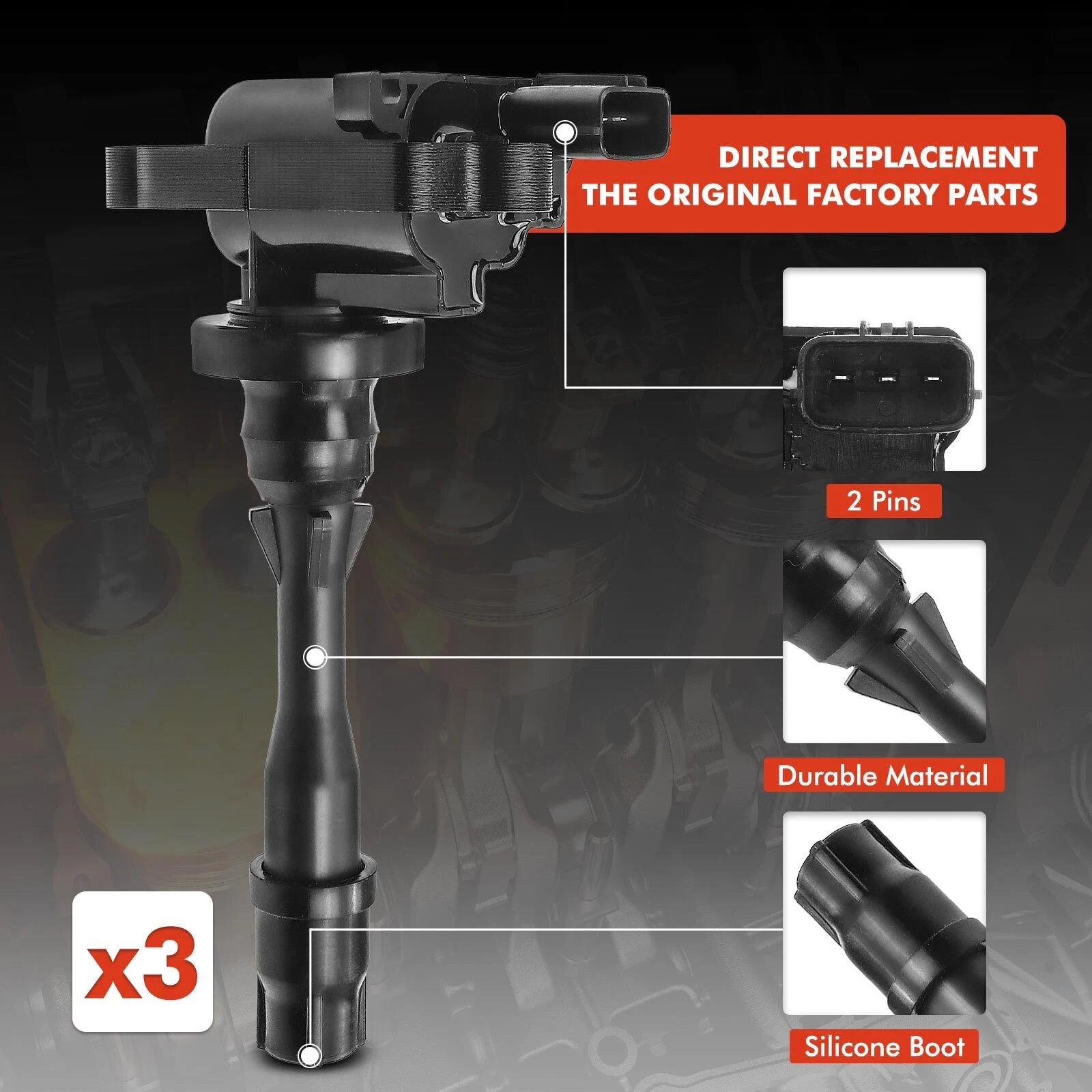 3X Ignition Coil & 3X Iridium Spark Plug for Mitsubishi Montero (2003-2006)