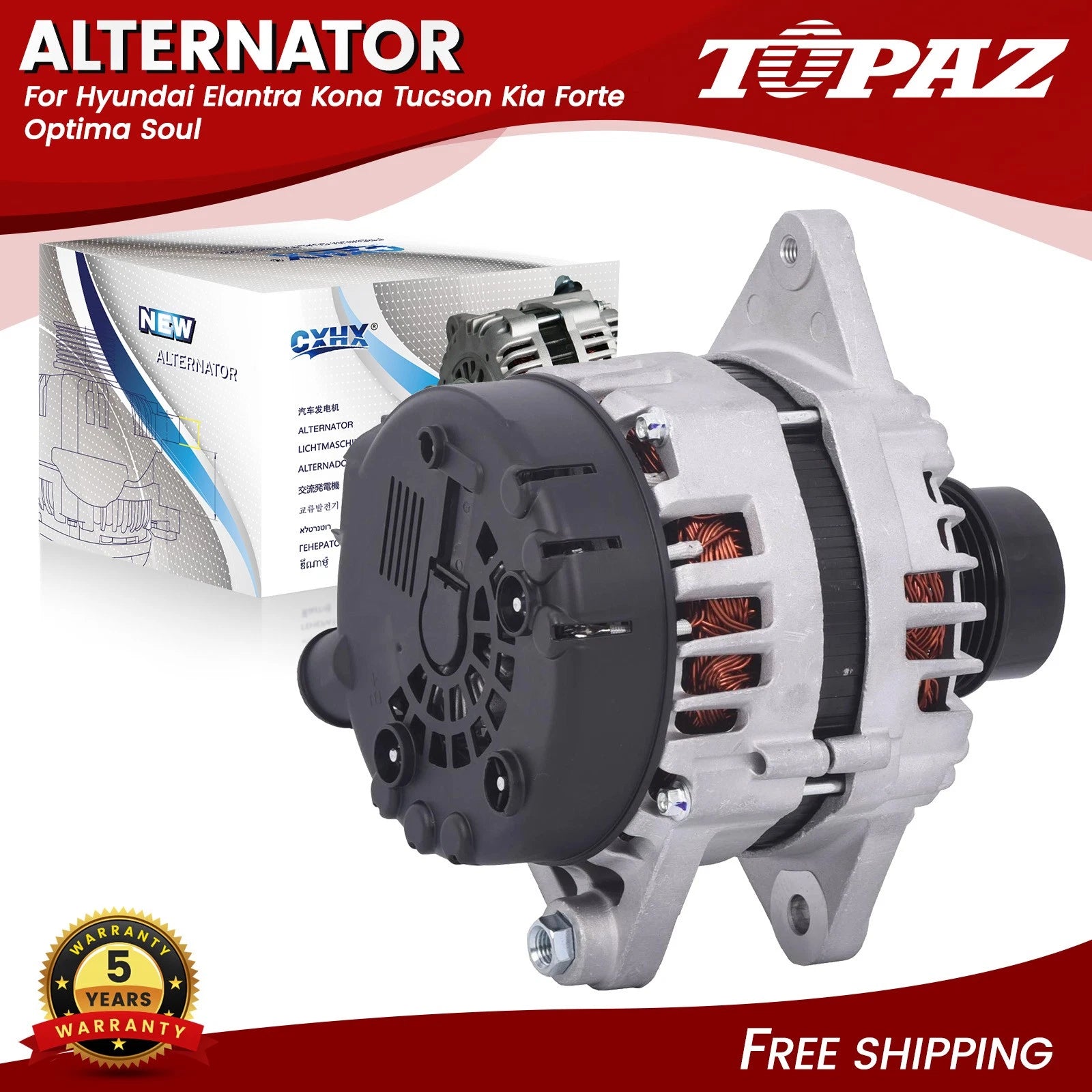 130A Alternator for Hyundai Elantra Kona Tucson Kia Forte Optima Soul (2011–2015)