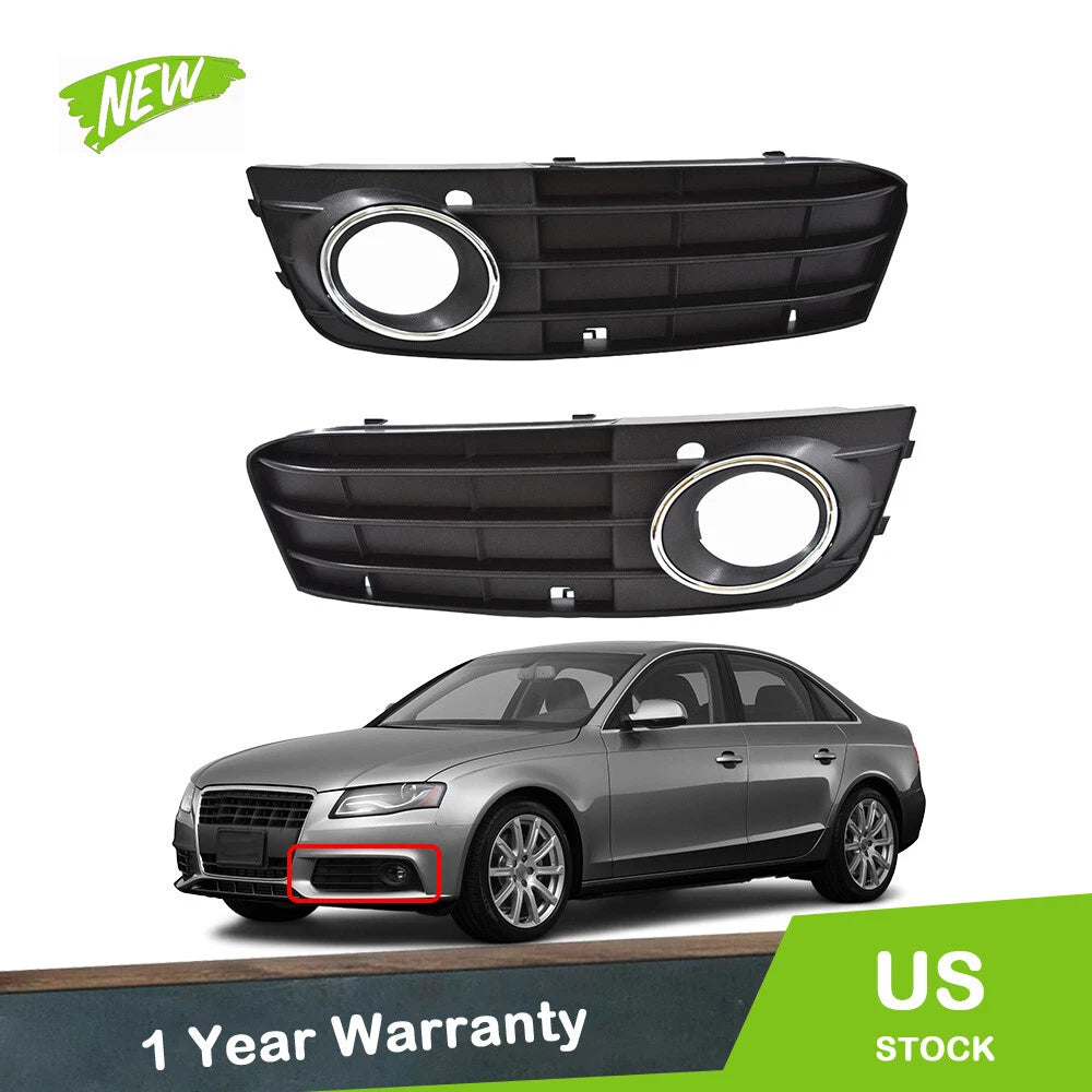 2X Front Bumper Fog Light Grille Cover for Audi A4 (2009–2011)