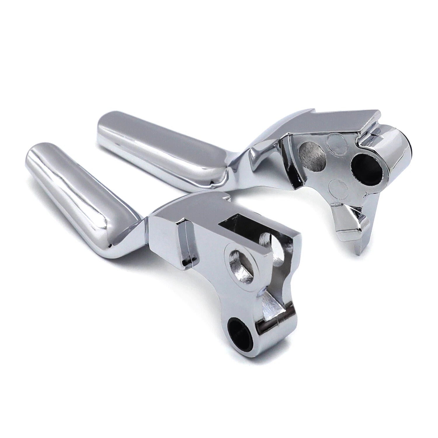 Chrome Smooth Shorty Wide Brake Levers for Harley XL/Dyna/Softail (1996–2014)