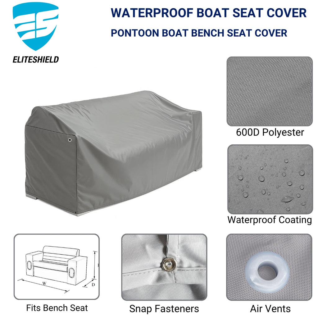 Waterproof Pontoon Lounge Seat Chair Cover 23"D x 60"W x 30"H Grey