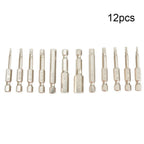 Hex Bit Connector Set for Quick Change Hexagonal Key (1/16 - 3/8 Inch)