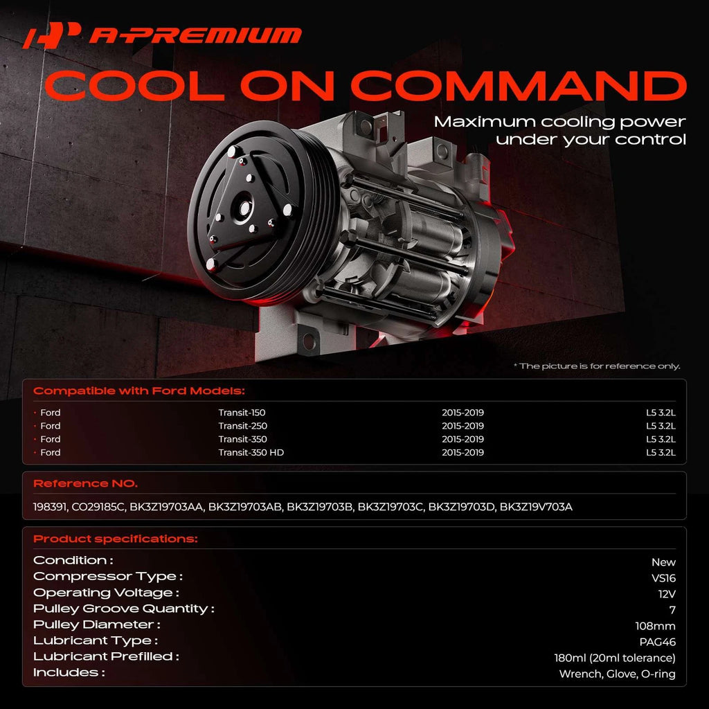 A/C Compressor with Clutch for Ford Transit-150 (2015-2019)