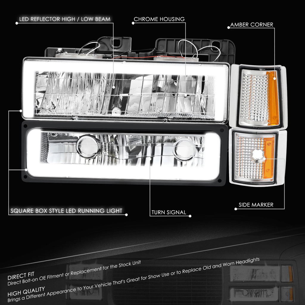 LED Headlight + Signal + Amber Corner Lamp for GMC C/K 1500-3500 (1994–2000)