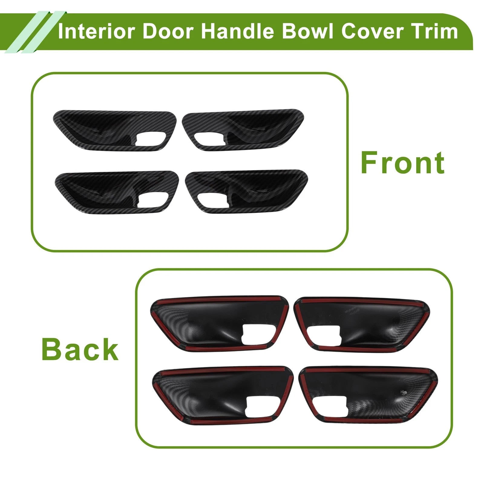 Set of 4 Interior Door Handle Bowl Cover Trim for BMW 3 Series (2013–2018) ABS