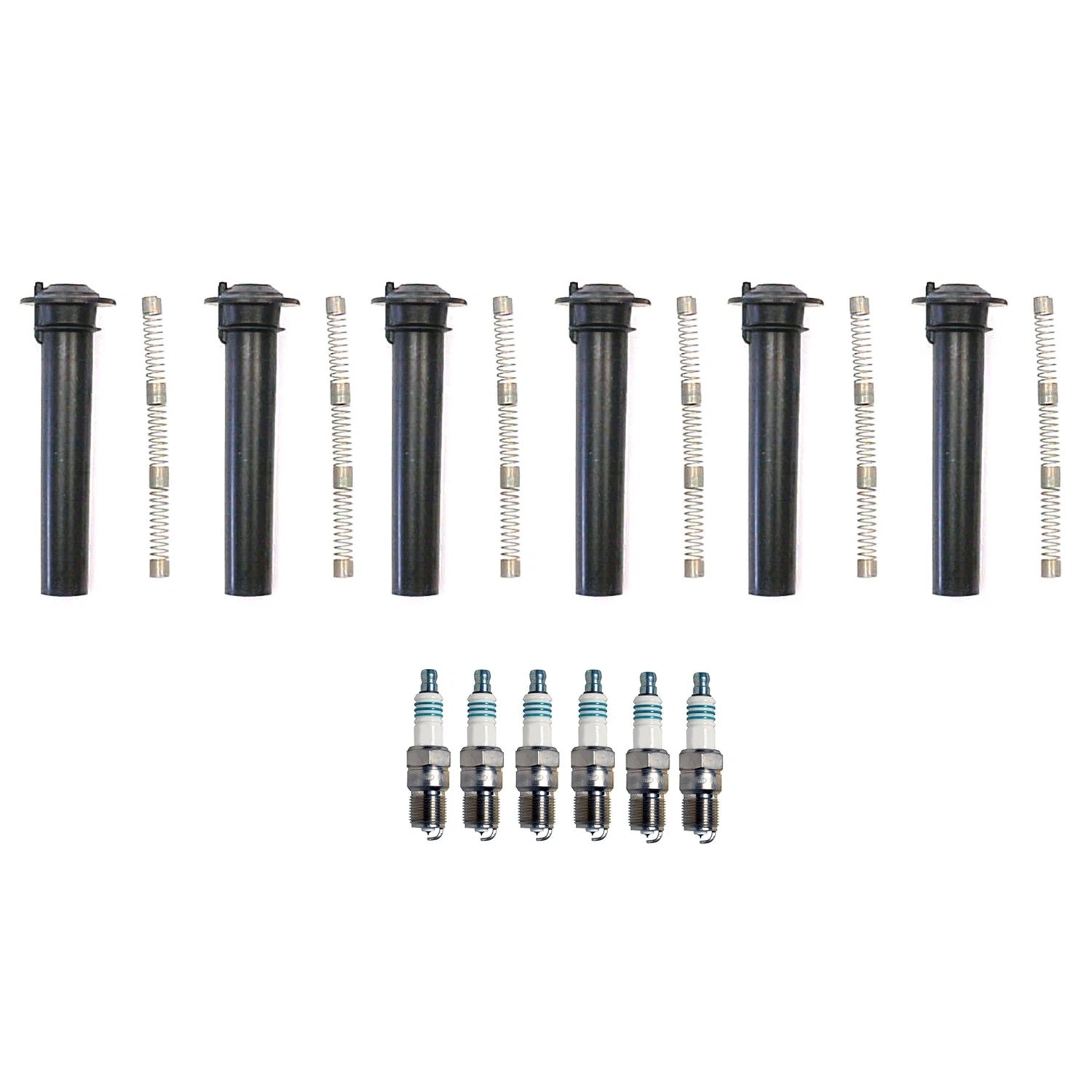 Set of 6 Denso Iridium Power Spark Plugs & Coil Boots for Ford Escape Taurus (V6)