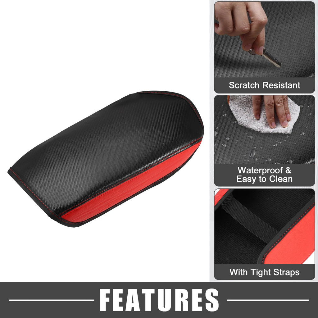 Center Console Cover Pad for Mitsubishi Outlander (2014–2023) Faux Leather Black Red