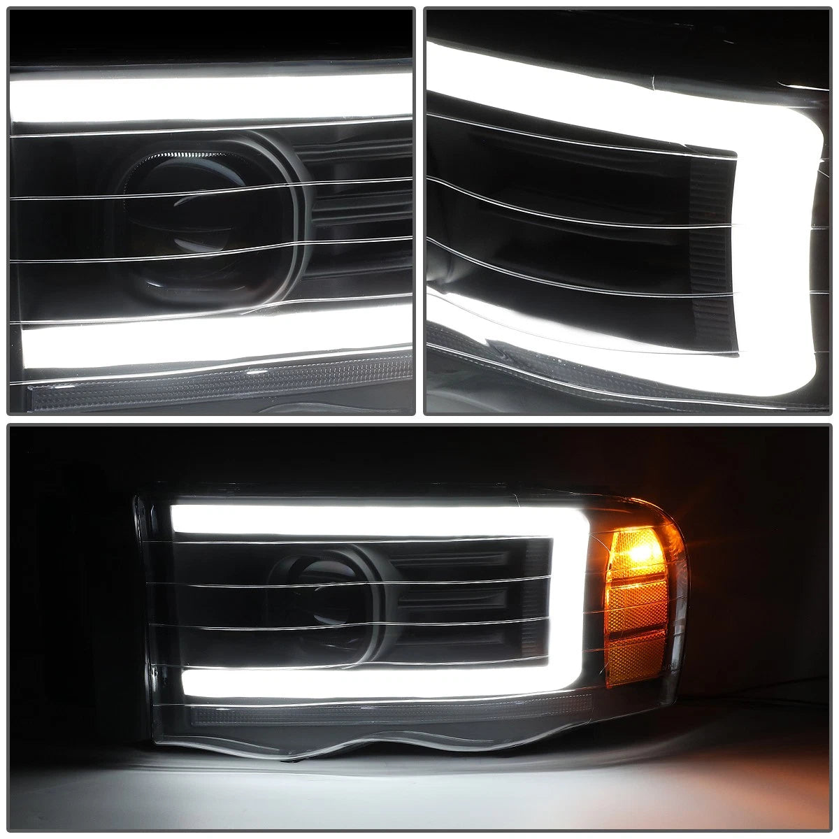 LED DRL Sequential Turn Signal Projector Headlight for Dodge Ram (2002–2005)