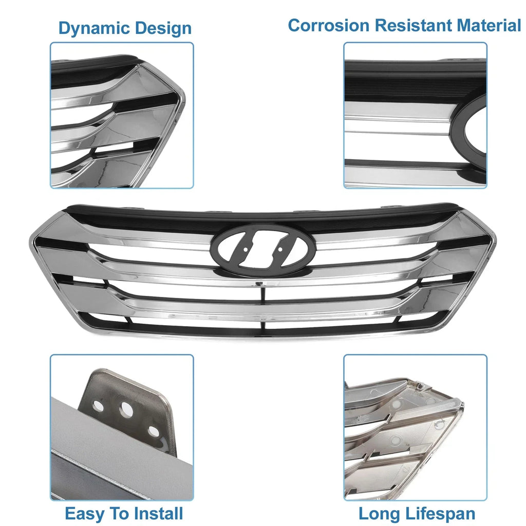 Front Hood Bumper Grille for Hyundai Santa FE (2013) - Black