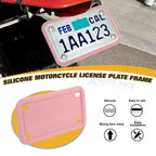 Pink Motorcycle Silicone License Plate Frame for Universal Fit (-)