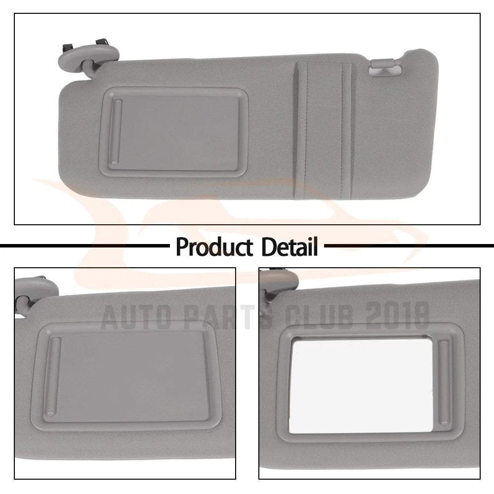 Left Driver Side Sun Visor for Toyota Camry (2007-2011) Gray