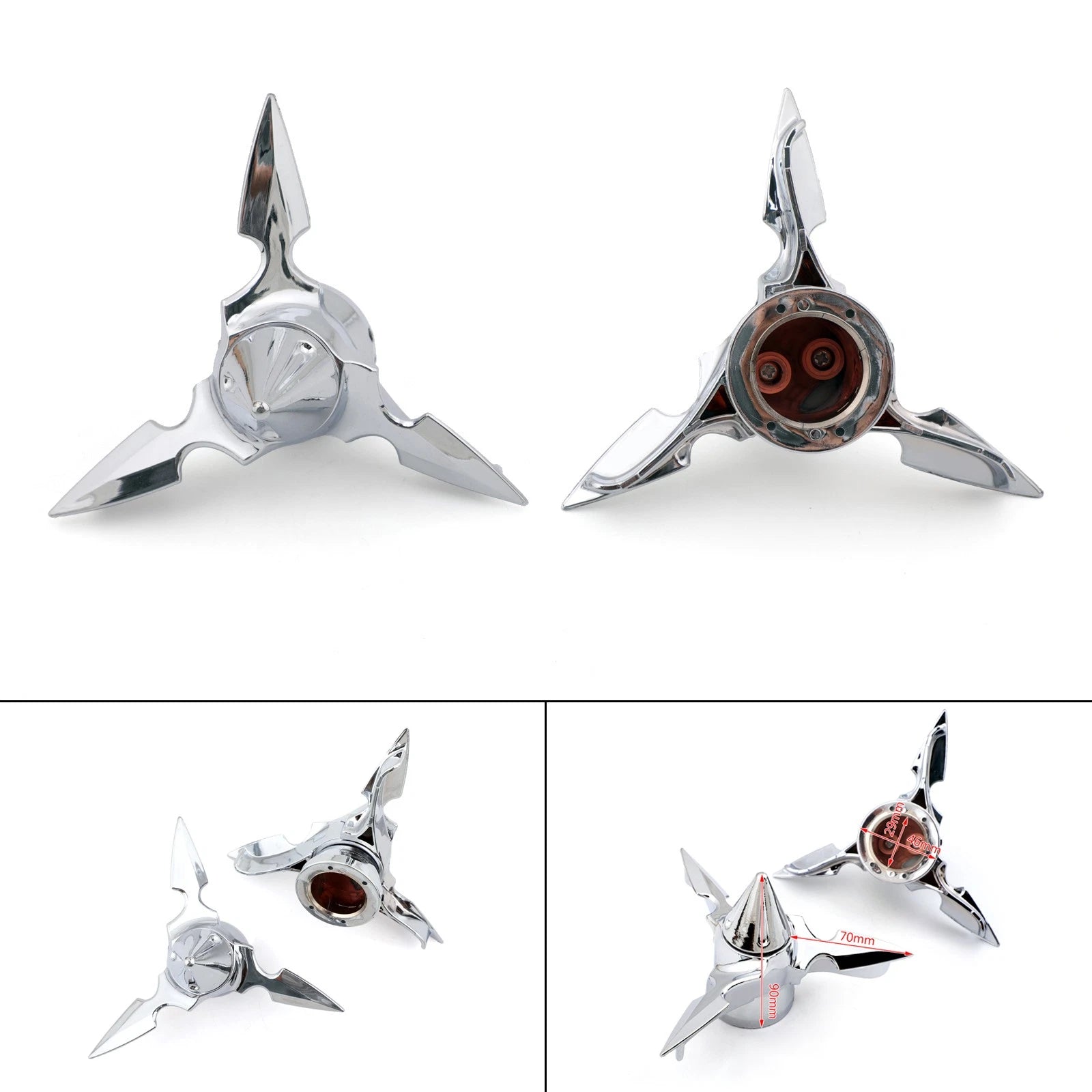 Chrome Spun Blade Front Axle Cap Nut Cover for Harley Softail Touring