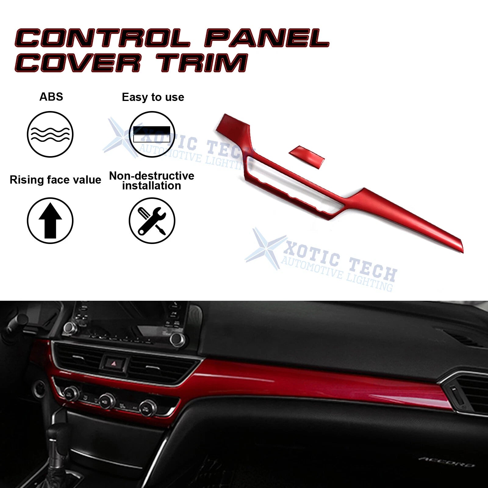 ABS Center Console Dash Panel Decor Trim for Honda Accord 2018-2022