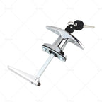 Set of 2 Chrome Rear Fixing T Handle Locks with Key for Trailer Caravan (N/A)