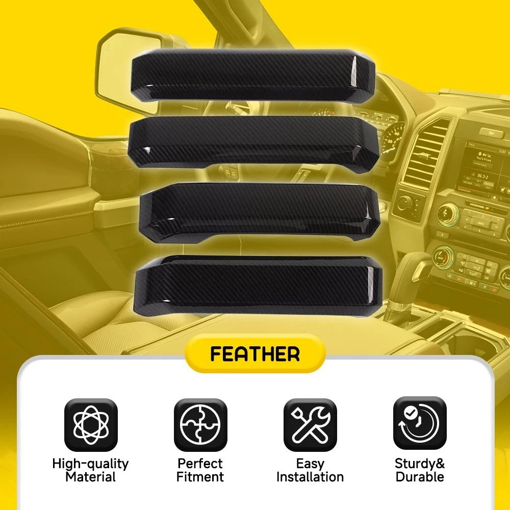 Set of 8 Carbon Fiber Interior Door Handle Trim for Ford F150 (2015–2020)