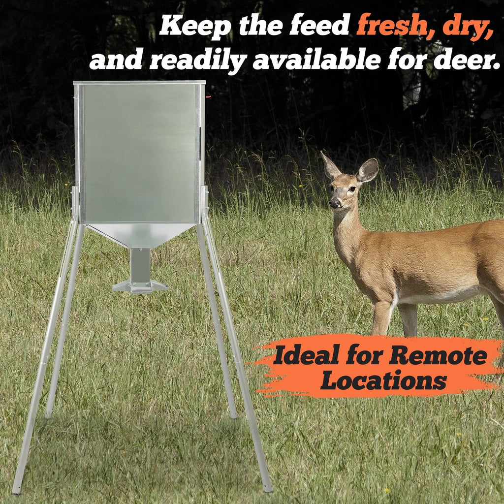 Steel 450lb Gravity Feeder for Deer Turkey Big Game Hunting (Zinc-Plated)