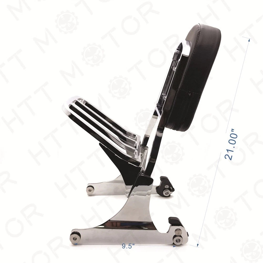 Chrome Detachable Sissy Bar Backrest & Luggage Rack for Harley Softail (2018–2023)