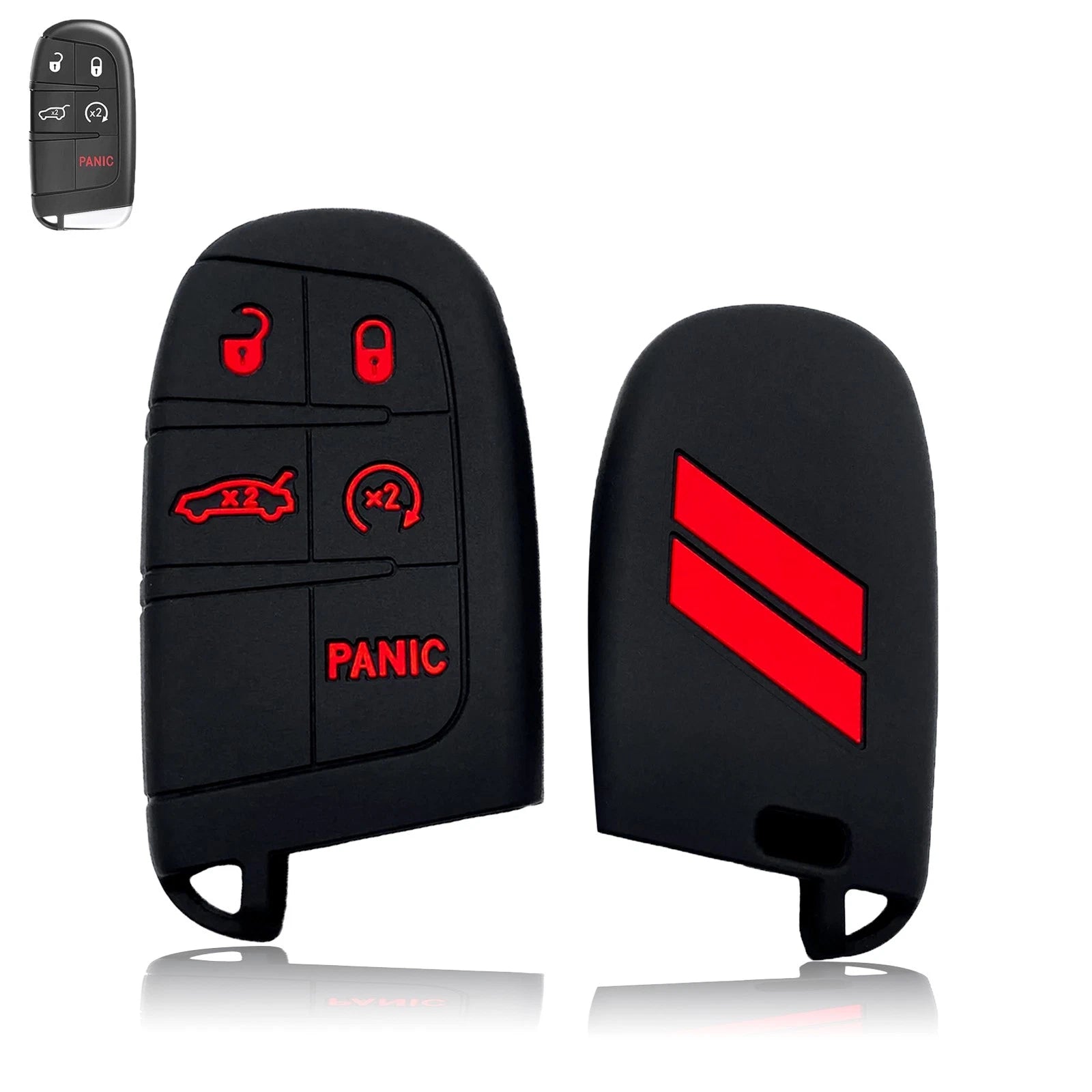Red Silicone Remote Key Fob Shell Cover for Jeep Chrysler Dodge (2014–2024)