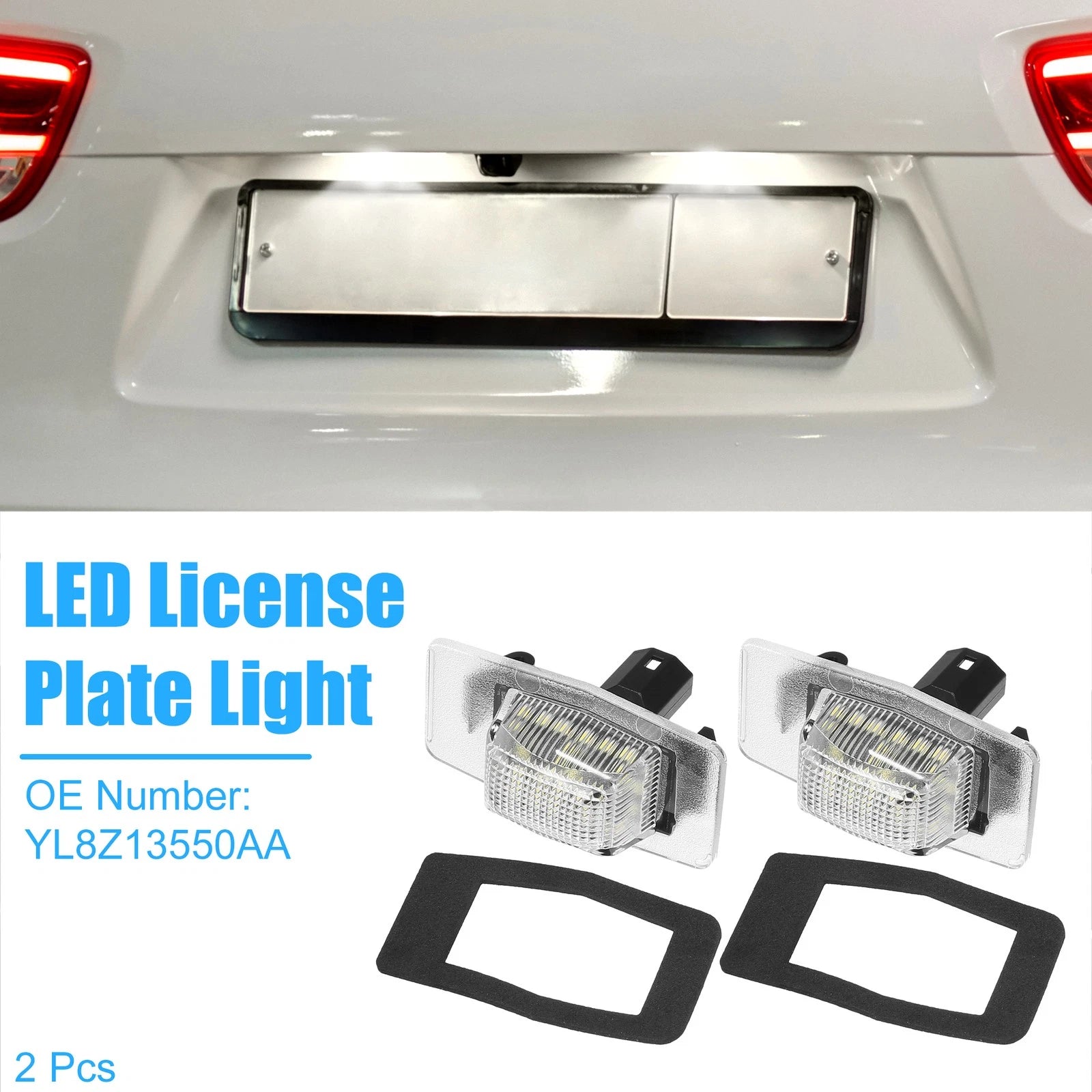 2Pcs LED License Plate Light Assembly No.YL8Z13550AA for Mazda MX-5 (1998–2005)