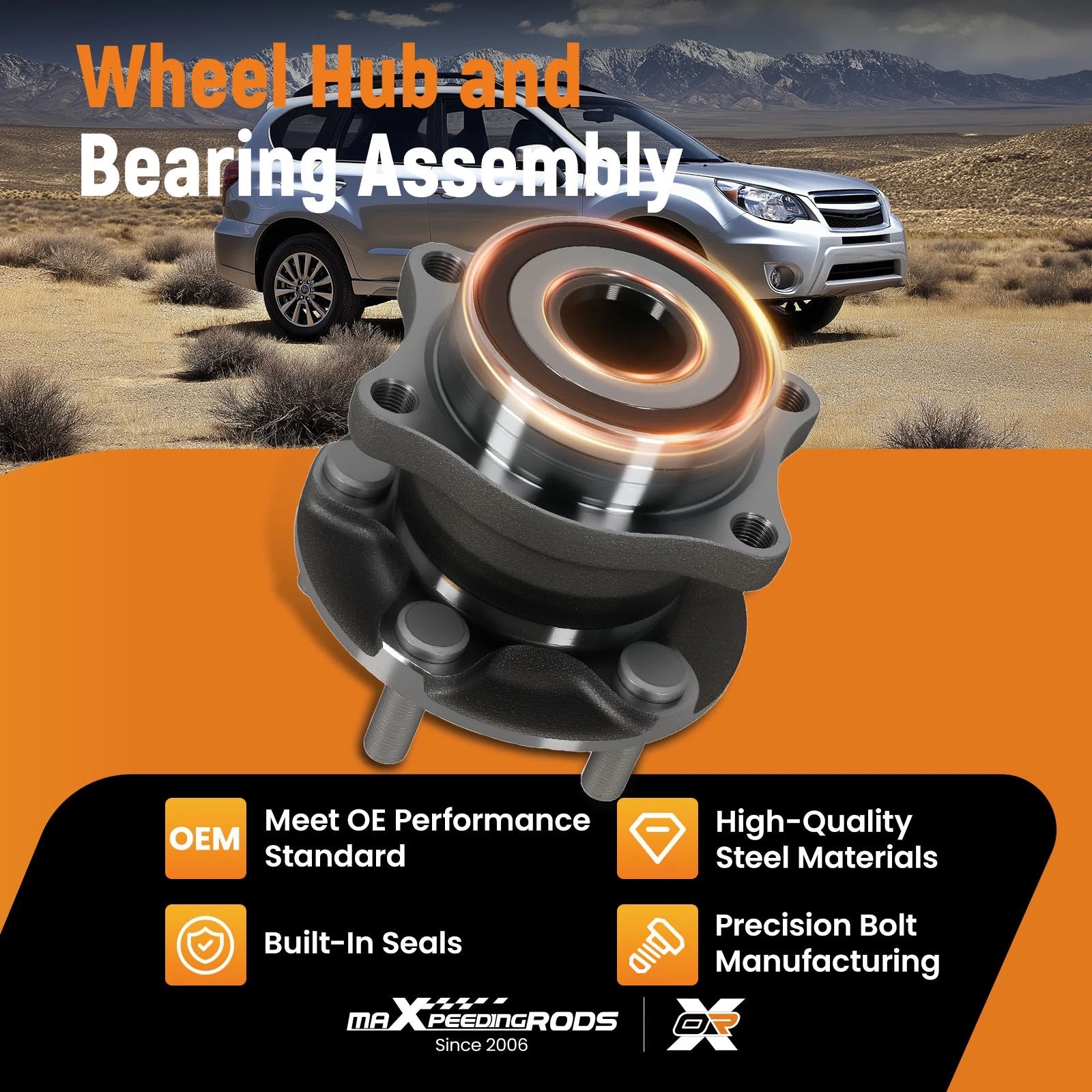 1x Rear Left Right 5-Bolt Wheel Hub Assembly for Subaru WRX STI (2013–2014) 512401
