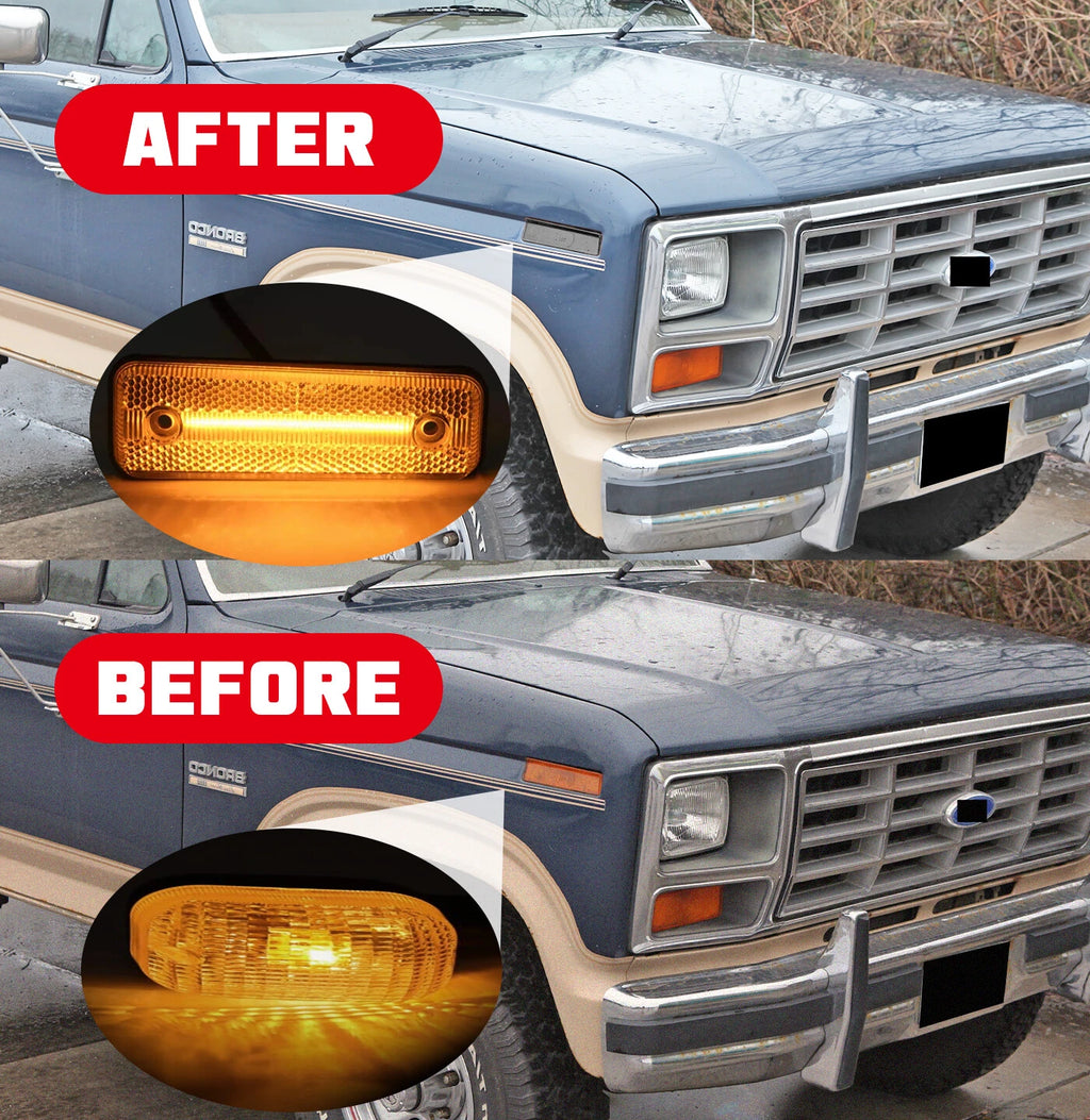 Smoke LED Front Fender Side Marker Lights for Ford Bronco F150 F250 F350 (1980–1986)