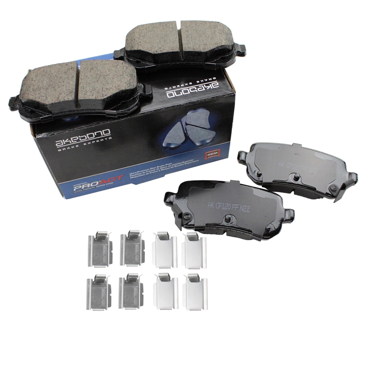 Set of 4 Akebono ProACT Rear Ceramic Brake Pads for Town & Country (2008–2016)