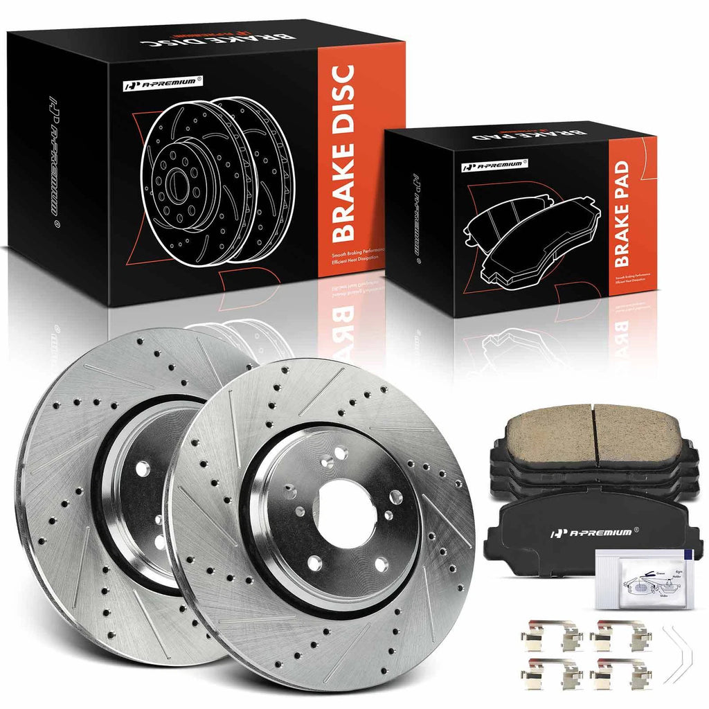 Set of 6 Front Drilled Brake Rotors & Pads for Honda Civic Accord Acura
