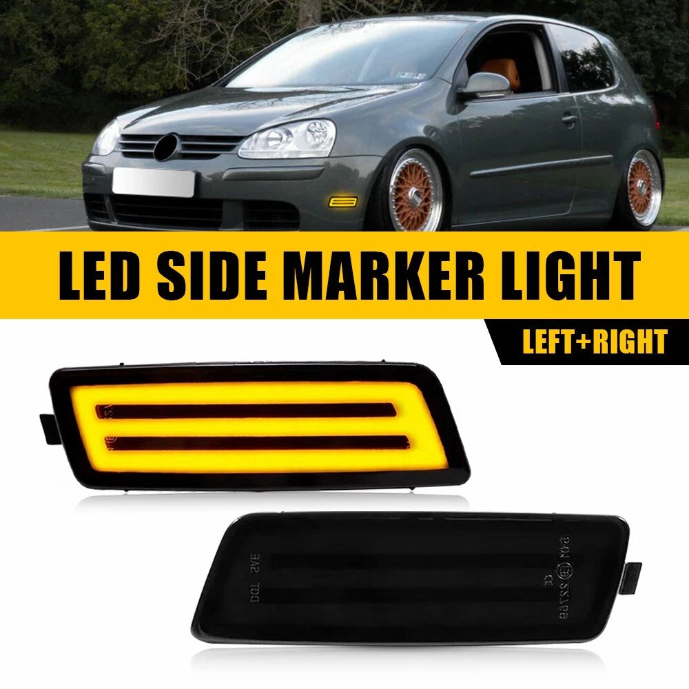 2X Smoke Lens Front Side Marker Lights for VW Golf GTI/Jetta (2006–2009)
