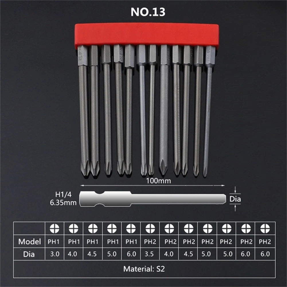 12PCS Screwdriver Bit Set with Magnetic Alloy Steel Shaft