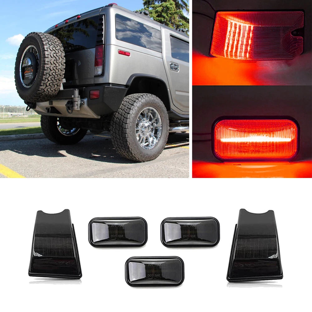 Set of 5 Smoke Red LED Cab Roof Running Light Side Marker Lamps for Hummer H2 (2003–2009)