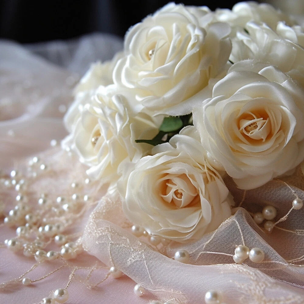 Flower Wrapping Mesh Paper White Pearl Edge Wavy Net Yarn Decor