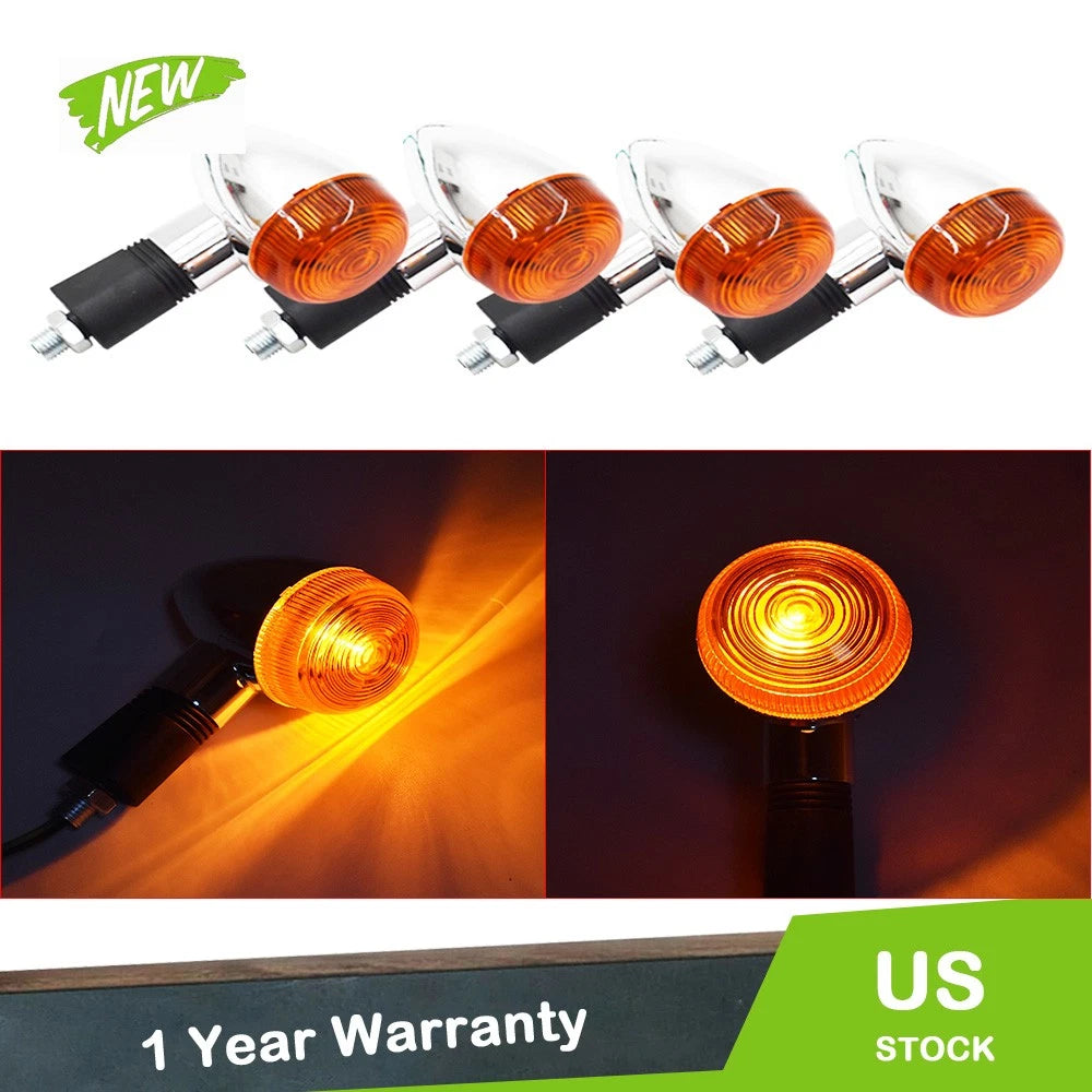 Set of 4 LED Turn Signal Indicator Lights for Honda Suzuki Yamaha Motorcycles