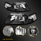 2X Headlights for Ford Mustang (1999–2004) Black Housing Clear Corner