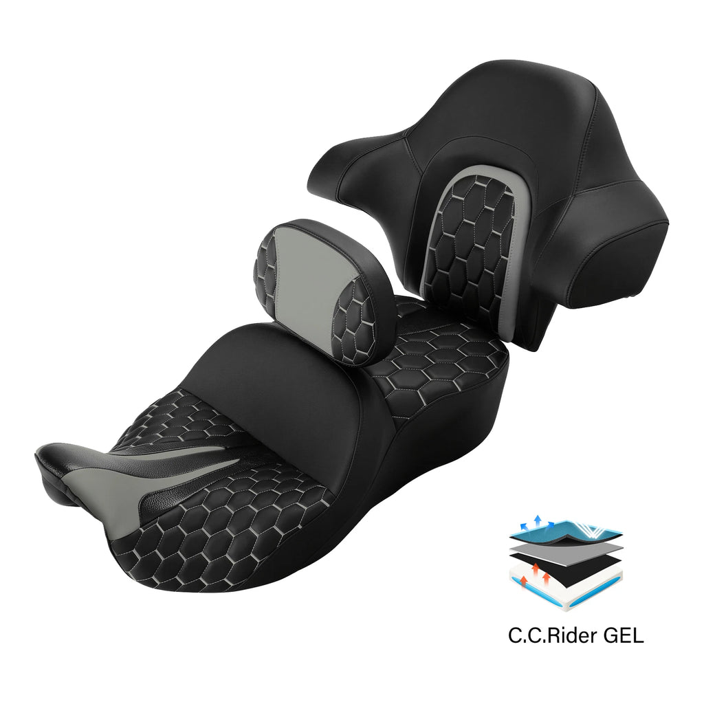 Gel Seat Backrest for Harley Street Road Glide King (2014–2023)