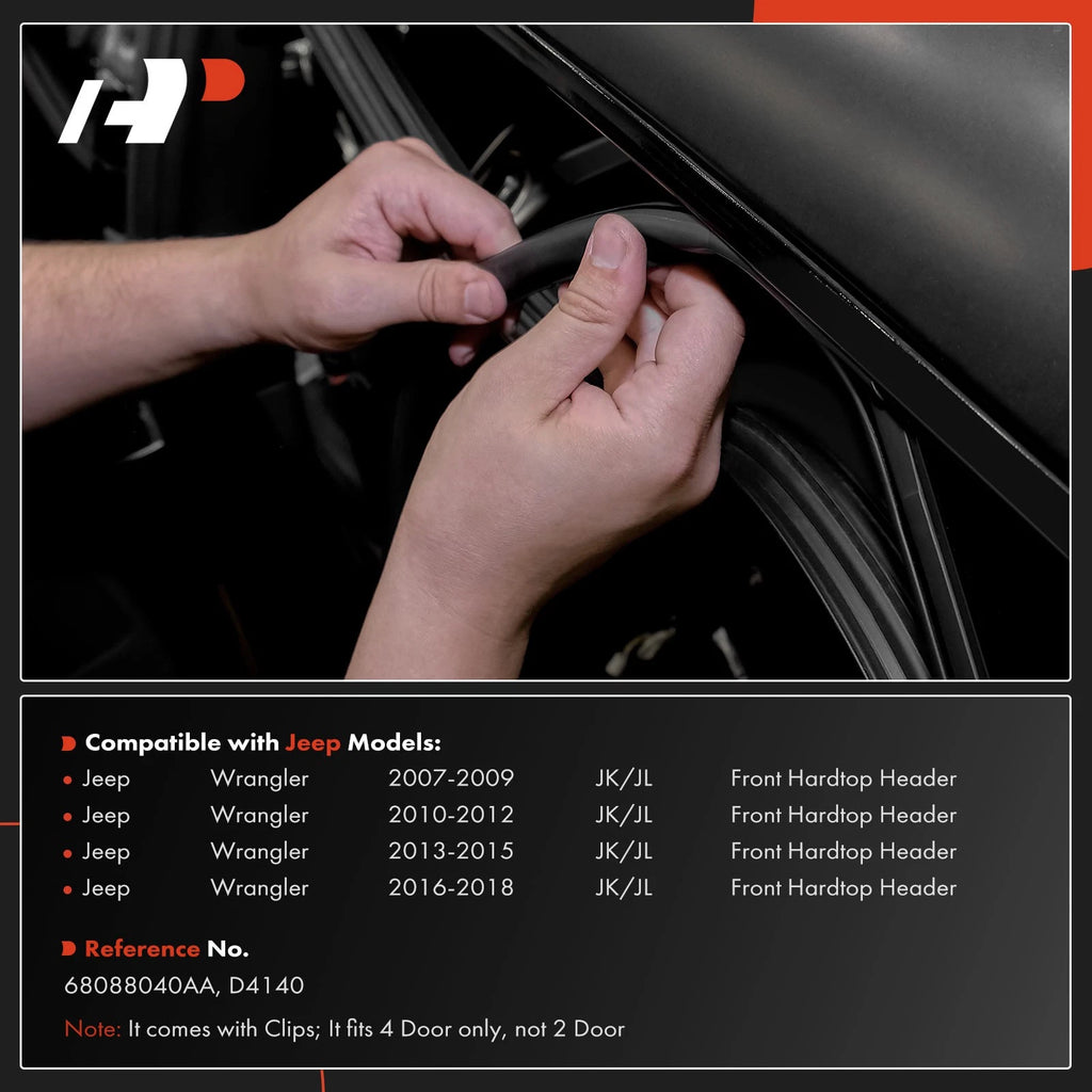 Weatherstrip Seal for Jeep Wrangler JK JL 4 Door (2007–2023)