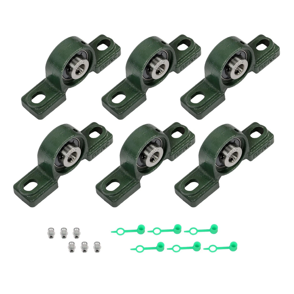 Set of 6 Pillow Block Bearings for UCP201-8 (Self-Aligning, 1/2" Bore)