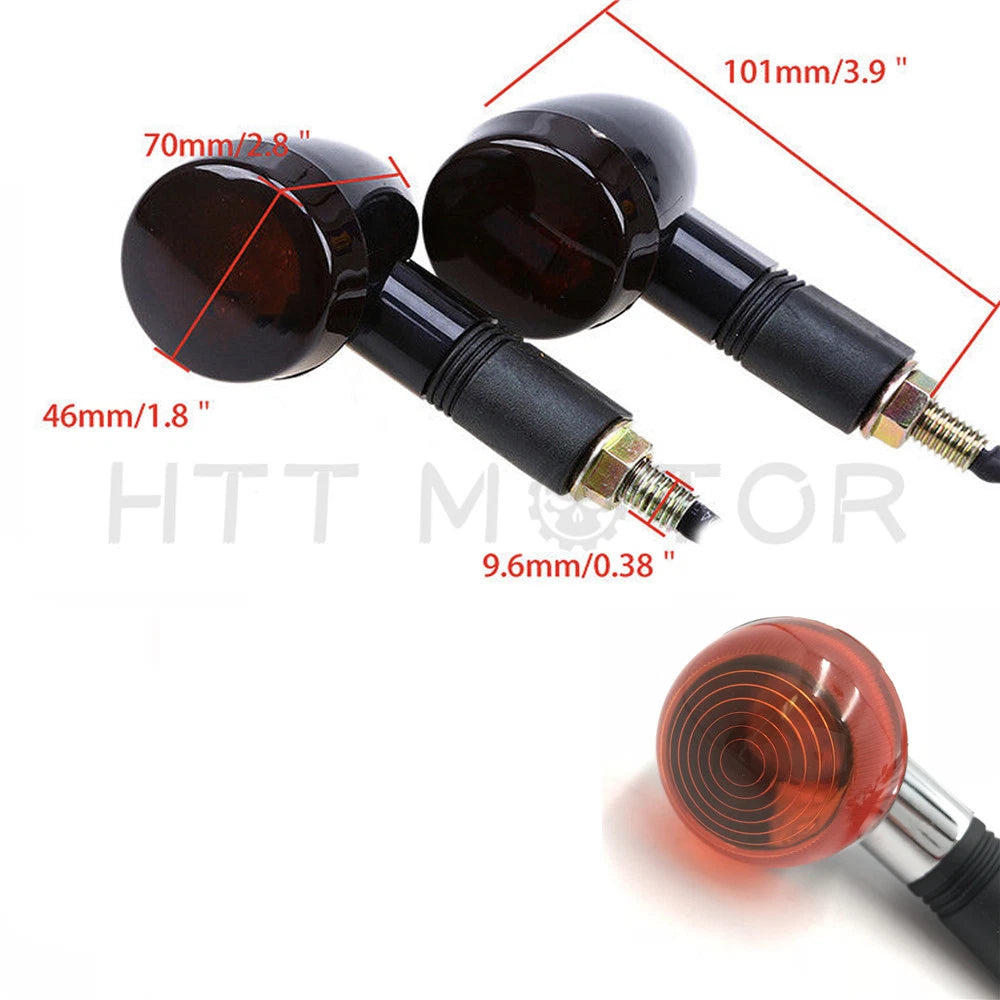2X Turn Signal Indicators for Universal Motorcycle Amber Chrome Metal
