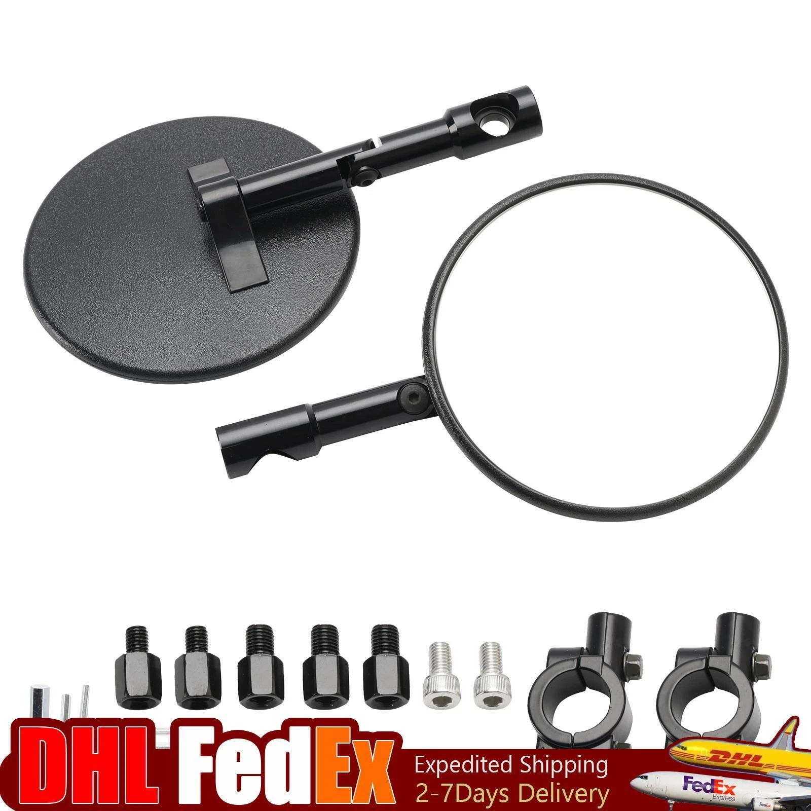 Round 7/8" Handlebar End Mirror M8 M10 for Superbike (Universal)