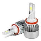 Set of 2 H8 6000K White LED Headlight Bulbs for High/Low Beam